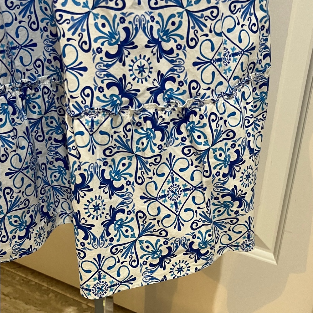 Hill House White and Blue Smocked Midi Dress - Picture 6 of 8